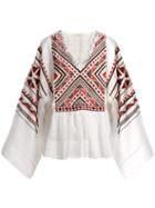Matchesfashion.com Vita Kin - Malta Embroidered Linen Top - Womens - White Multi