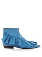 J.w.anderson Ruffled Suede Ankle Boots