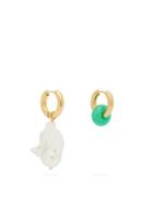 Matchesfashion.com Timeless Pearly - Mismatched Pearl & Gold-plated Hoop Earrings - Womens - Gold