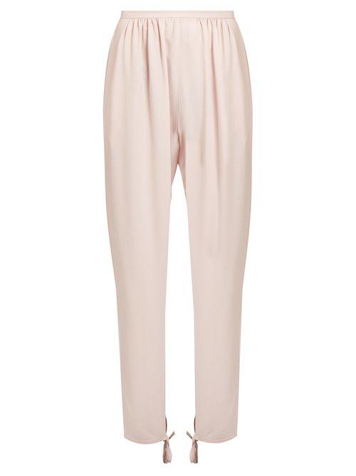 Matchesfashion.com Chlo - Tapered Leg Ankle Tie Cady Trousers - Womens - Light Pink