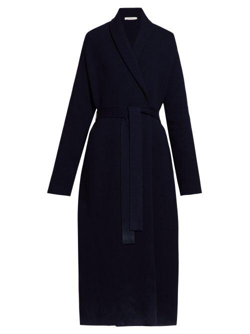 Matchesfashion.com The Row - Hera Belted Wool Blend Cardigan - Womens - Navy