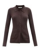 Live The Process - Patch-pocket Ribbed Cardigan - Womens - Brown