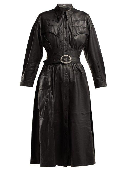 Matchesfashion.com Dodo Bar Or - Belted Leather Dress - Womens - Black