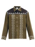 Matchesfashion.com Bode - Fellows Embroidered Cotton Jacket - Mens - Black Green