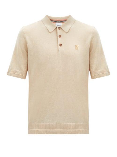 Matchesfashion.com Burberry - Burnham Logo-embroidered Cashmere Polo Shirt - Mens - Beige