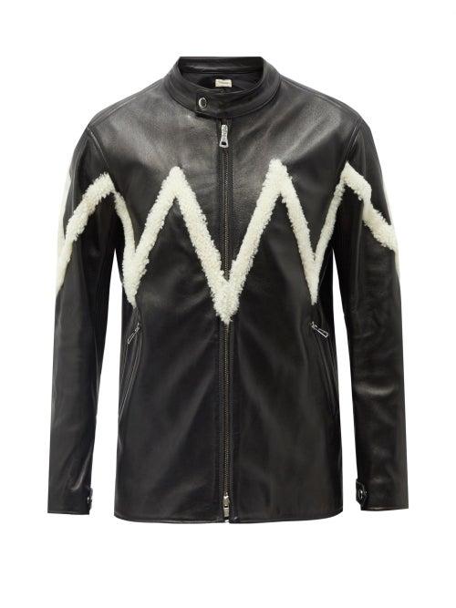 Stefan Cooke - Shearling-trim Leather Jacket - Mens - Black