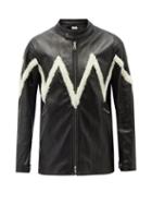Stefan Cooke - Shearling-trim Leather Jacket - Mens - Black