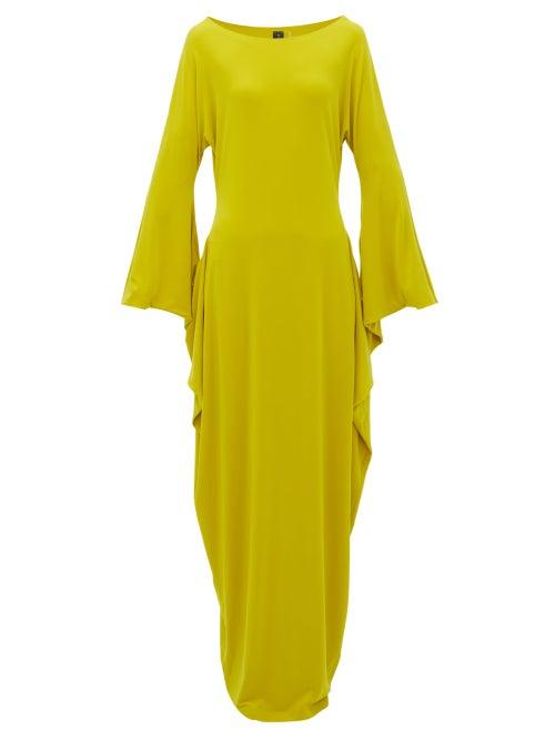 Matchesfashion.com Norma Kamali - Cutout Sleeve Maxi Dress - Womens - Yellow