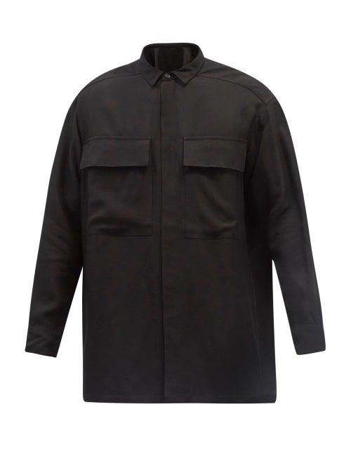 Mens Rtw Fear Of God - Flapped-pockets Crepe Shirt - Mens - Black