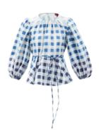 Matchesfashion.com Staud - Laurence Gingham Recycled-nylon Blouse - Womens - Blue White