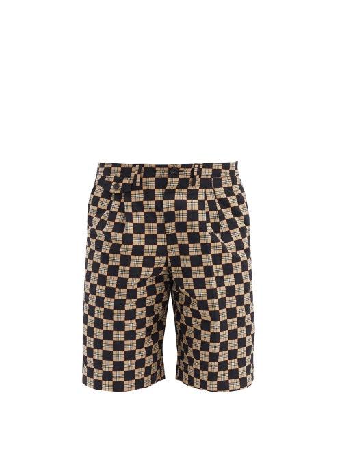 Matchesfashion.com Burberry - Dan Checked Cotton-twill Shorts - Mens - Black Beige