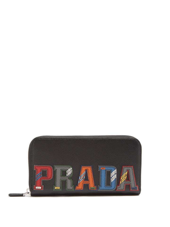 Prada Letter Zip-around Leather Wallet
