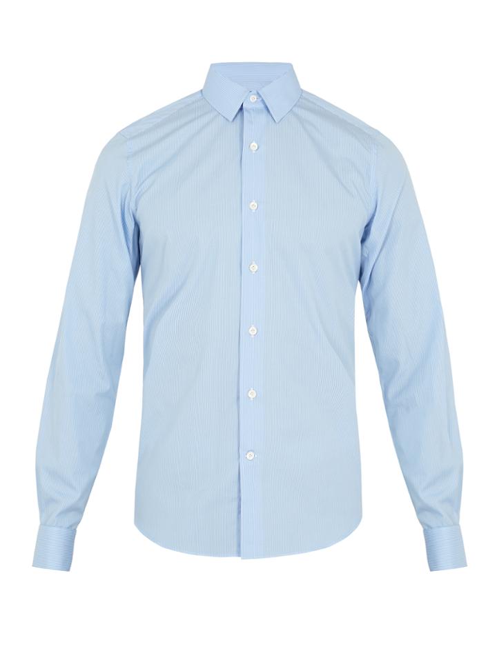 Valentino Double-cuff Pinstriped Cotton Shirt