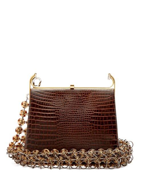 Matchesfashion.com Stefan Cooke - Crocodile Effect Leather Vintage Clutch - Womens - Brown