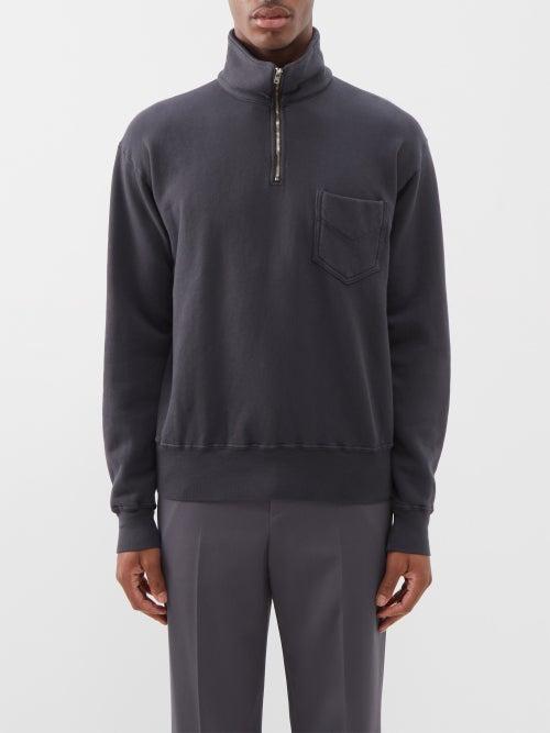 Lady White Co. - Patch-pocket Cotton-jersey Sweater - Mens - Dark Grey