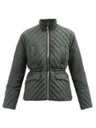 Ganni - High-neck Padded-shell Jacket - Womens - Dark Green
