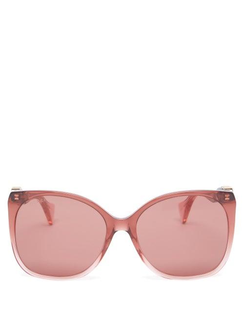 Gucci - Oversized Butterfly Acetate Sunglasses - Womens - Burgundy