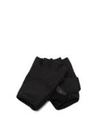 Matchesfashion.com Caf Du Cycliste - Leather And Mesh Fingerless Gloves - Mens - Black
