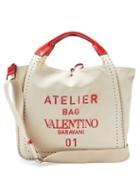 Matchesfashion.com Valentino Garavani - Atelier 01 Logo-print Micro Rockstud Tote Bag - Womens - Cream