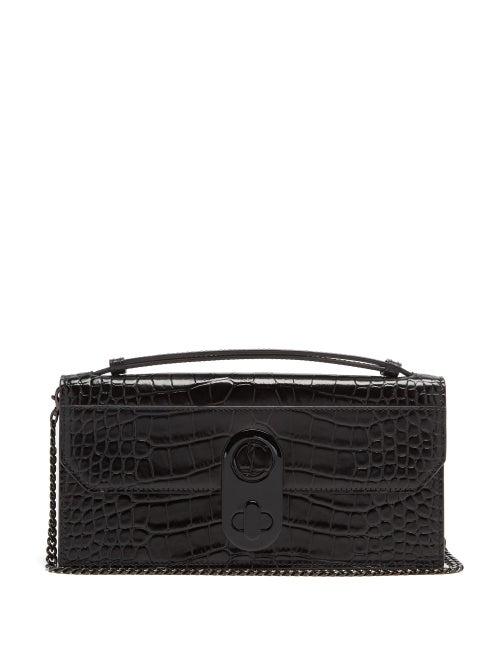 Matchesfashion.com Christian Louboutin - Elisa Crocodile-effect Leather Baguette Bag - Womens - Black