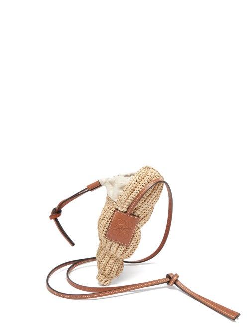 Ladies Bags Loewe Paula's Ibiza - Tulip Mini Shell Leather And Raffia Cross-body Bag - Womens - Beige