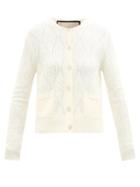 Gucci - Gg Wool Pointelle-knit Cardigan - Womens - Ivory