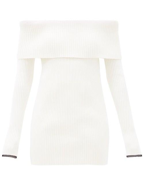 Matchesfashion.com Proenza Schouler - Off-the-shoulder Ribbed Sweater - Womens - White