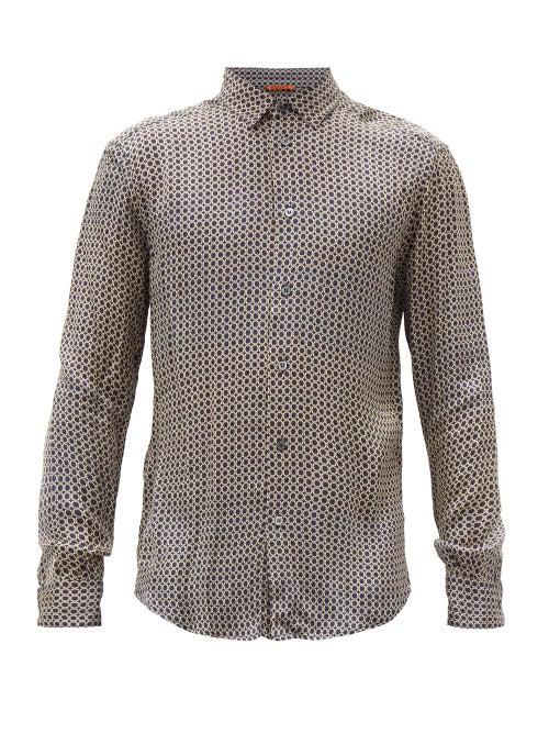 Matchesfashion.com Barena Venezia - Coppi Geometric-print Shirt - Mens - Navy