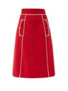 Matchesfashion.com Dolce & Gabbana - A-line Wool-blend Twill Midi Skirt - Womens - Red