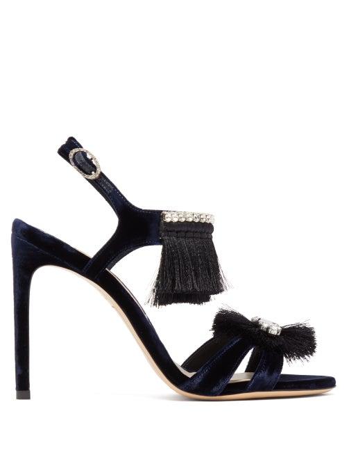 Matchesfashion.com Sophia Webster - Mariella Tasselled Velvet Sandals - Womens - Black Navy