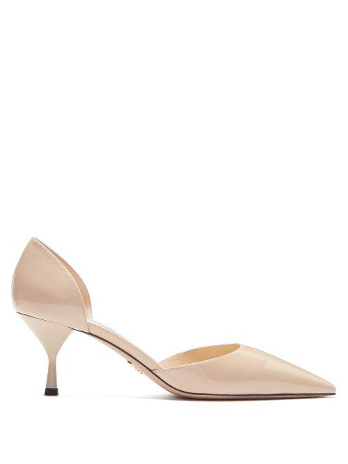Matchesfashion.com Prada - D'orsay Patent Leather Pumps - Womens - Pink Beige