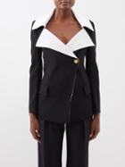 Proenza Schouler - Re-edition 2020 Asymmetric Wool-blend Blazer - Womens - Black White