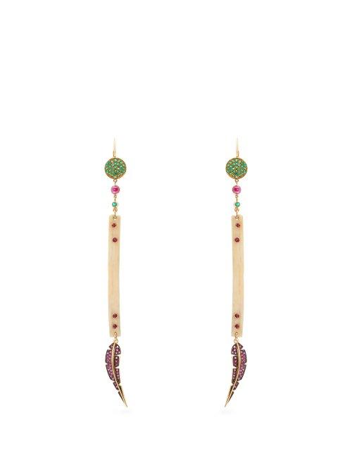 Matchesfashion.com Francesca Villa - Green Is The Colour Pav Drop Earrings - Womens - Multi