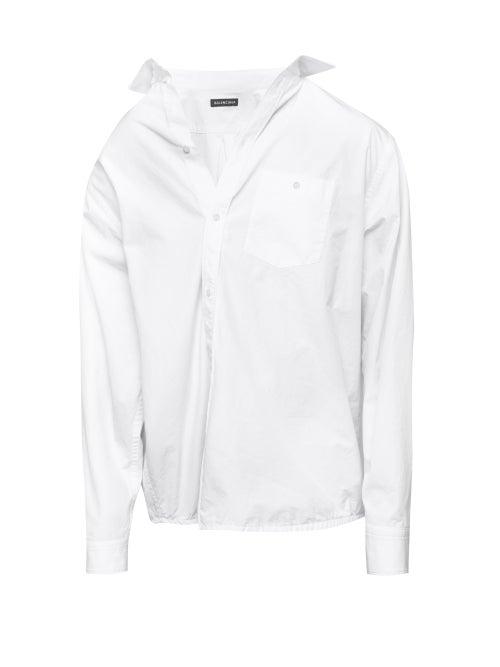 Balenciaga - Asymmetrical Poplin Shirt - Mens - White