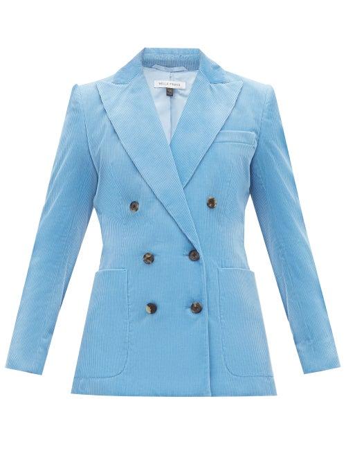 Matchesfashion.com Bella Freud - Bianca Double Breasted Cotton Corduroy Blazer - Womens - Blue