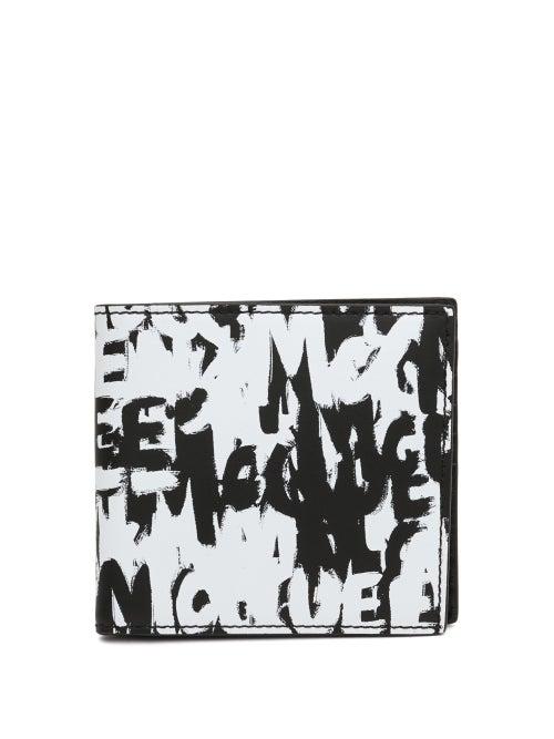 Alexander Mcqueen - Graffiti-print Leather Bifold Wallet - Mens - Black White