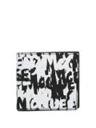 Alexander Mcqueen - Graffiti-print Leather Bifold Wallet - Mens - Black White