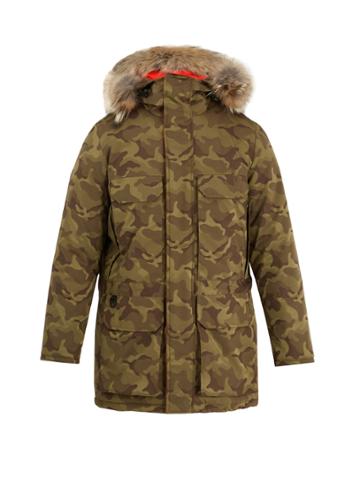 Kanuk Cavale H/m Fur-trimmed Camouflage Down Coat