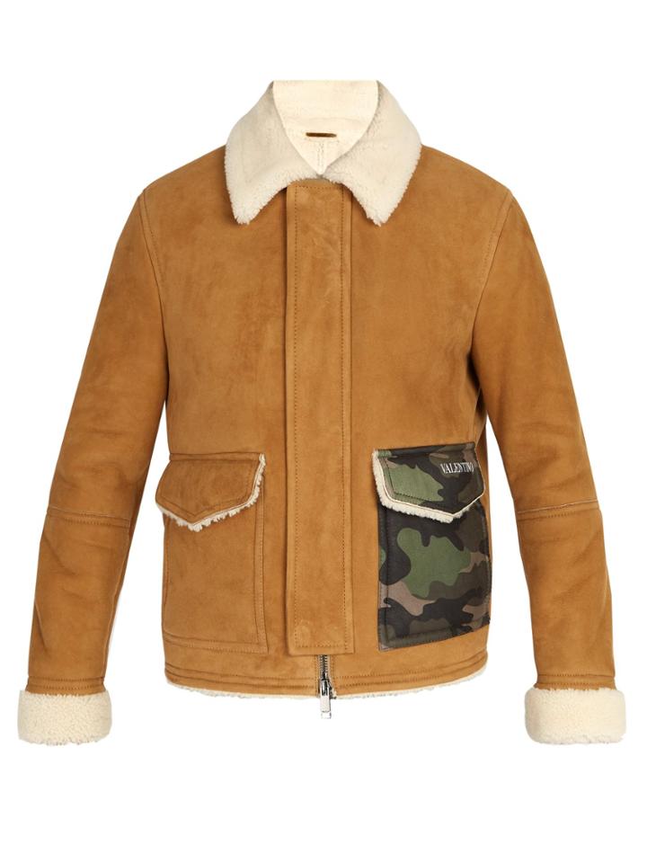 Valentino Camouflage-pocket Shearling Coat