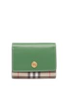 Burberry - Lancaster Checked Leather-trim Wallet - Womens - Green Multi