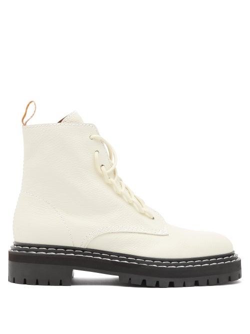 Matchesfashion.com Proenza Schouler - Trek-sole Grained-leather Boots - Womens - Cream