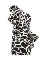 Matchesfashion.com Alexandre Vauthier - Ruffled One-shoulder Giraffe-print Mini Dress - Womens - White Multi