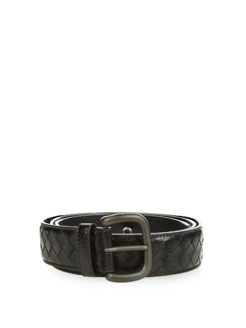 Bottega Veneta Intrecciato Snakeskin 3.5cm Belt