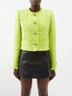 Versace - Cropped Lurex Tweed Jacket - Womens - Green