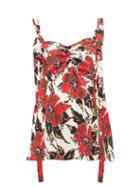 Matchesfashion.com Colville - Shirred Floral Print Crepe Camisole - Womens - Red