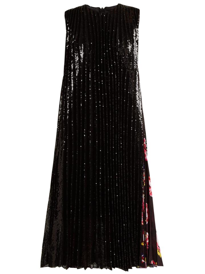 Msgm Sequinned Pleated Midi Dress