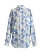 Matchesfashion.com Balenciaga - Euro Printed Silk Crepe Shirt - Womens - Blue Print