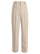 Matchesfashion.com Art School - Blow Crystal Embellished Wide Leg Cotton Trousers - Womens - Grey Multi