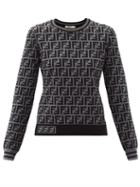 Matchesfashion.com Fendi - Ff-jacquard Sweater - Womens - Grey Multi