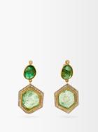 Jade Jagger - Diamond, Emerald & 18kt Gold Drop Earrings - Womens - Green Gold